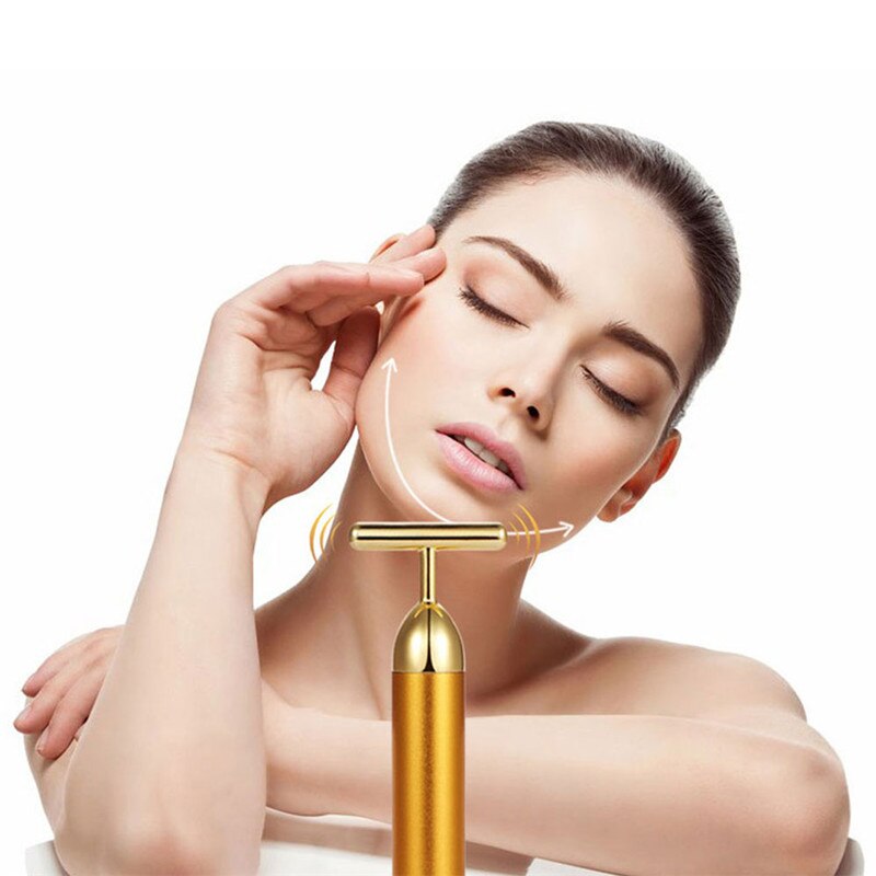 Barra de belleza de oro de 24K, rodillo masajeador Facial en forma de T, barra de belleza energética, reafirmante de pulso, herramienta de masaje Facial