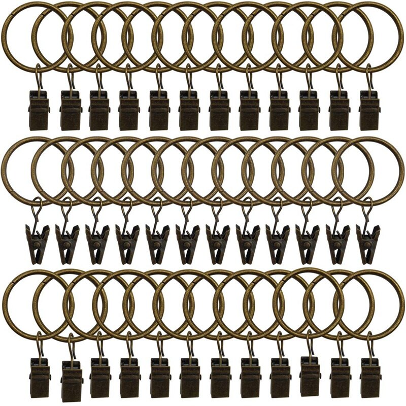 AMZSEVEN Lot de 44 anneaux de rideau avec œillets, anneaux de draperie en métal pour rideaux plissés, 3,8 cm I D, s'adapte à une tringle jusqu'à 3 cm ( bronze AMZSEVEN Lot de 44 anneaux de rideau avec œillets, anneaux de draperie en métal pour rideaux plissés, 3,8 cm I D, s'adapte à une tringle jusqu'à 3 cm ( bronze