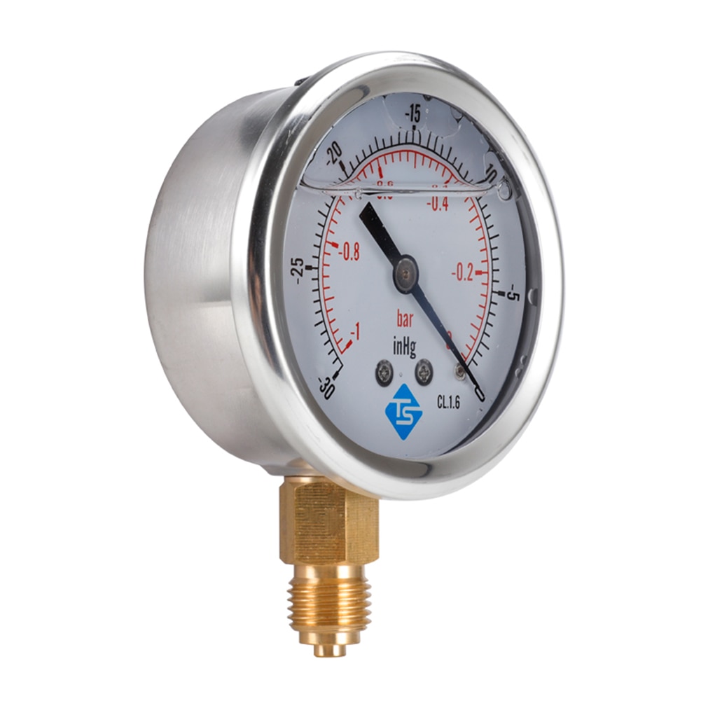TS-PGGZ60Z4 Thread Radial Stainless Steel Manometer Liquid Filled Pressure Gauge Air Oil Water Hydraulic Pressure