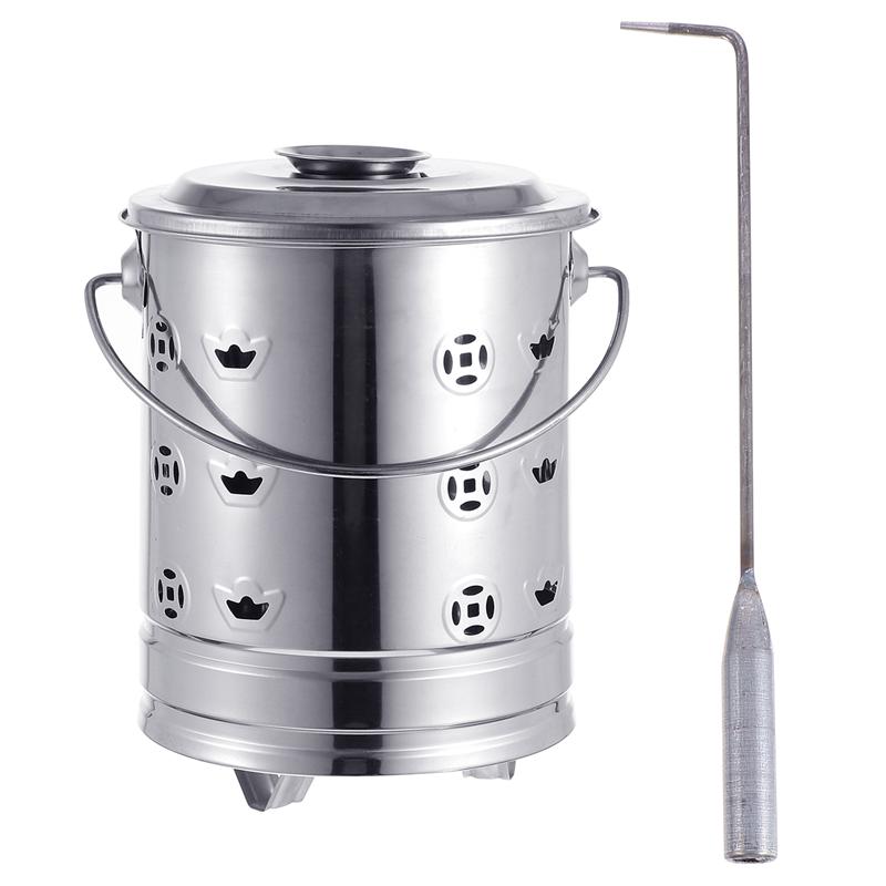 1 Set Stainless Steel Burn Barrel Household Incinerator Furnace Burning Bin