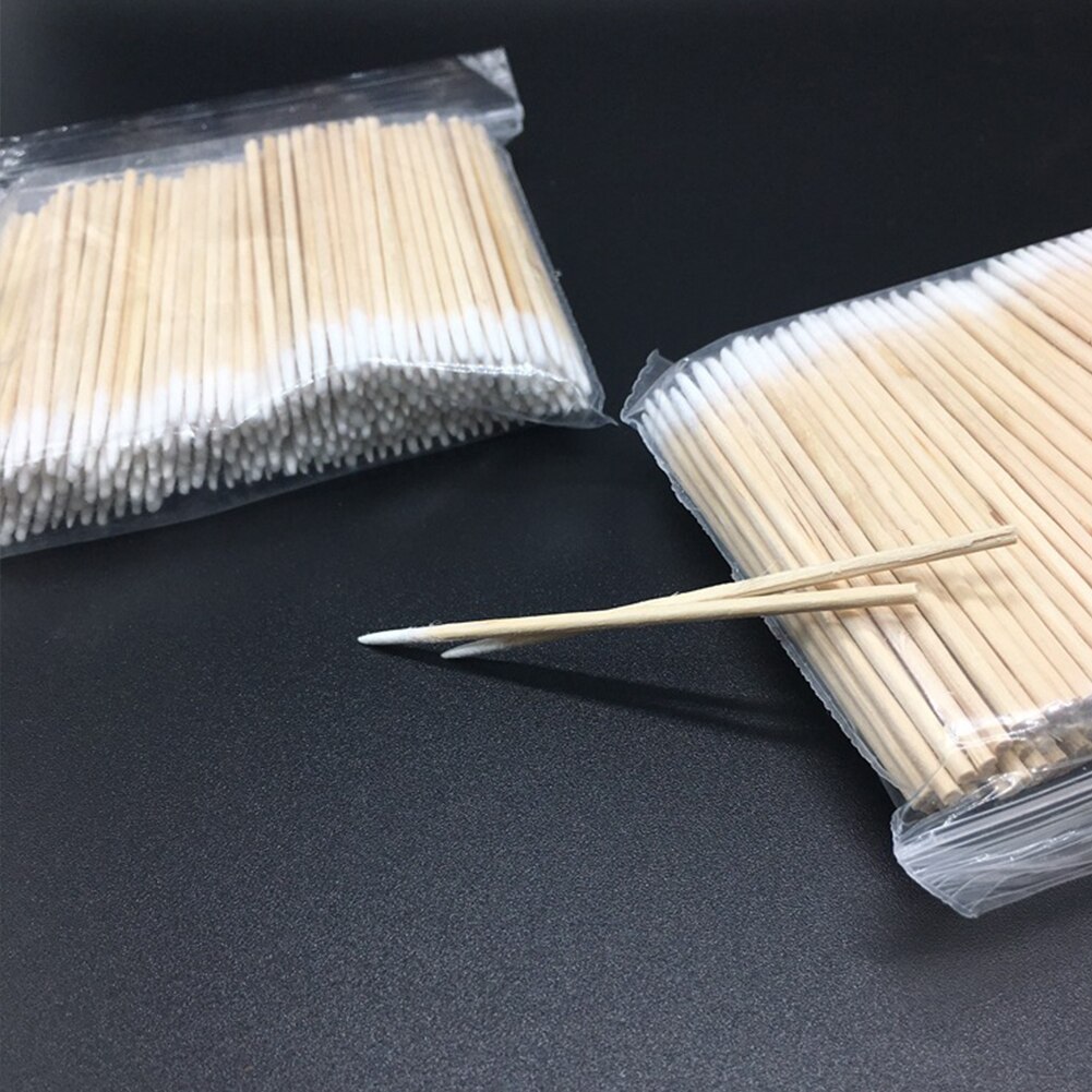 300pcs orecchie usa e getta per il trucco pulizia di gemme morbide tampone di cotone permanente Mini bastoncini di legno cosmetici strumenti di estensione ciglia