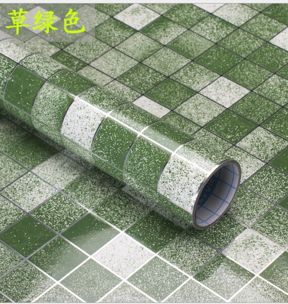 45*100cm badeværelse køkken vandtæt selvklæbende plaid vægpapir vandtæt folie klistermærker anti-olie wrap fliser væg klistermærker: Grøn