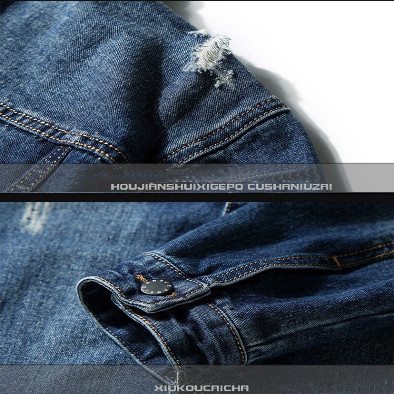 Fall plus size denim jacket 4XL-8XL bust 143CM plus size men's lapel pocket single breasted loose casual denim jacket