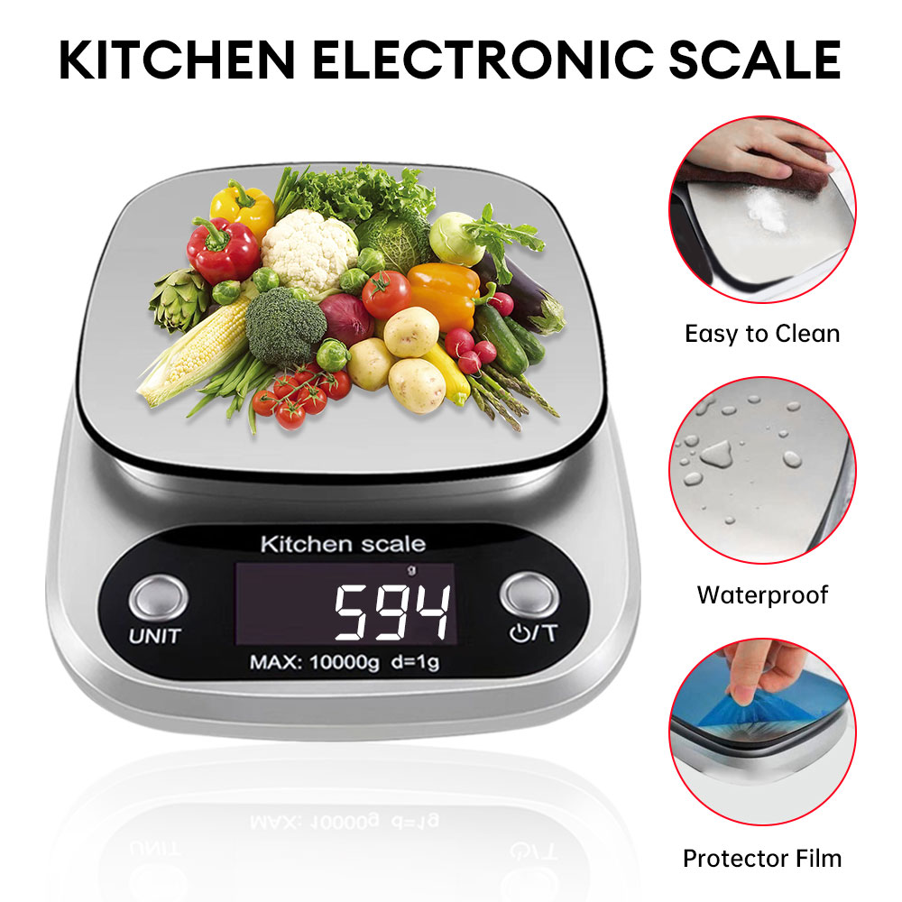 Báscula Digital de cocina de 10Kg/1g, báscula pequeña para alimentos, pantalla LCD, báscula Digital de peso de gramos, herramientas de medición multifunción para joyería