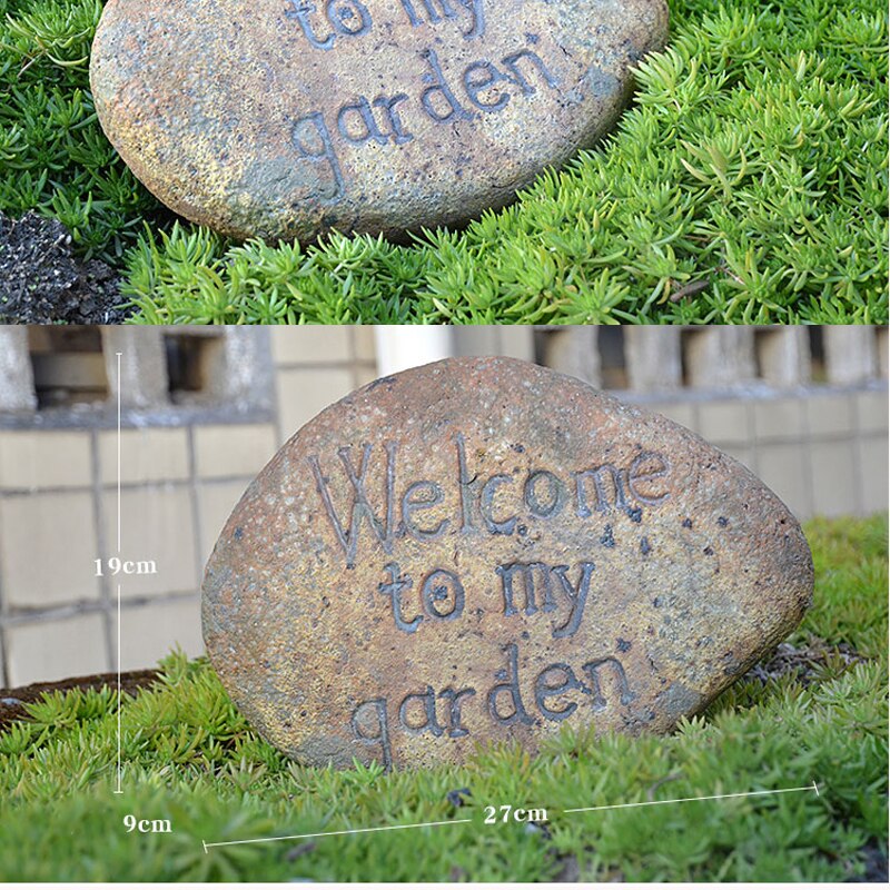 Panneau en pierre poterie rétro | Signes en argile, bienvenue dans mon jardin, Plaques symboles de bienvenue, décor de jardin pour maison américaine