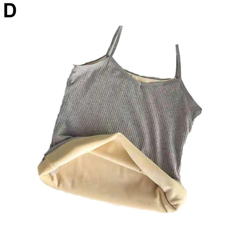 Chaleco de terciopelo sin mangas para mujer, ropa interior gruesa, cálida, combina con todo, camiseta cálida, E9n1: gray / L