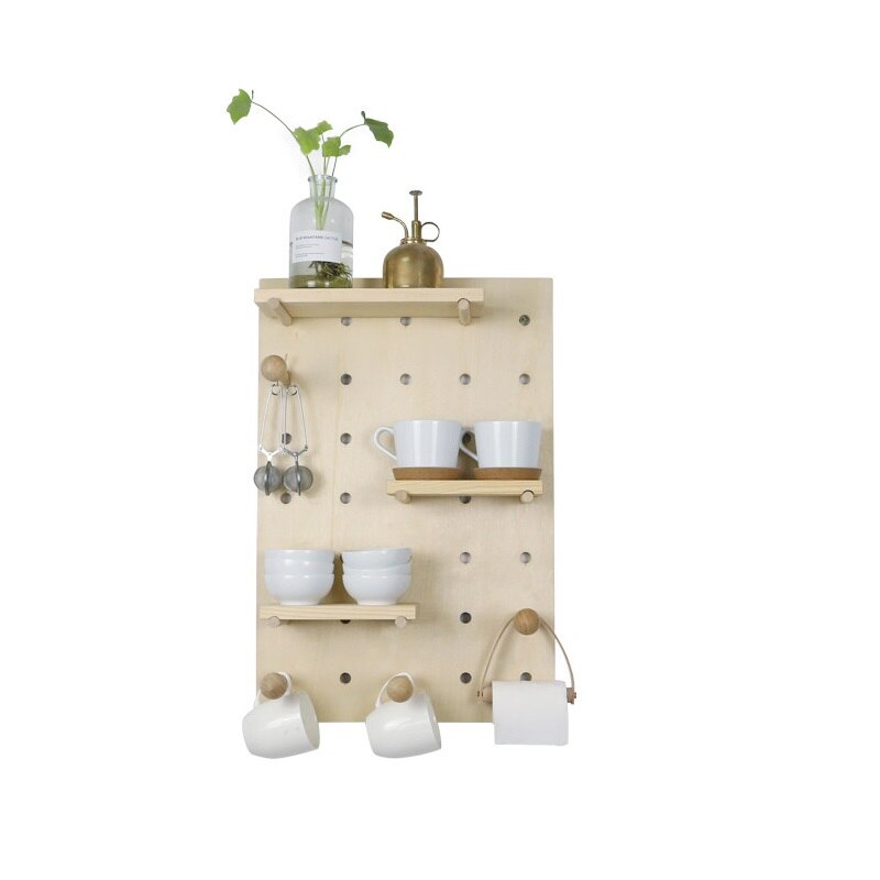 Multi-size Rack DIY Combination Solid Wood Wall-mounted Rack Storage Rack for Bathroom Bedroom Kitchen Storage Rack: Wood color suit