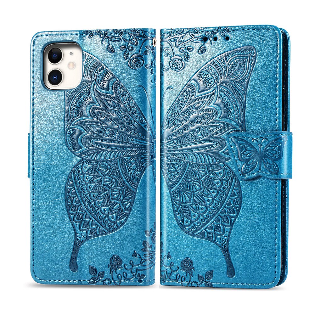 Flip Gleitschutz Flip Abdeckung Für iPhone11 Schutz Aufdruck Karte Abdeckung Handy Holster TPU + PU material + business: bule 11