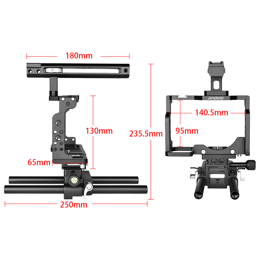 Andoer C15 Camera Cage + Top Handvat + 15 Mm Staaf Grondplaat Kit Aluminium Met Koud Shoe Mount Voor nikon Z6/Z7 Dslr Camera