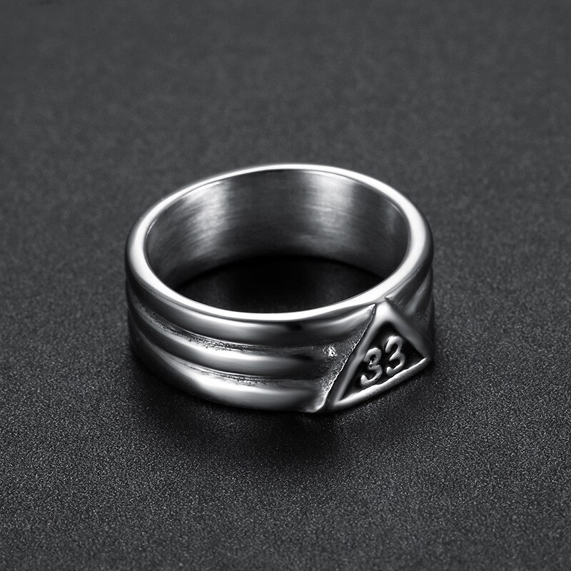 Anillo masónico clásico 33, joyería de acero inoxidable, masonería, anillo de motociclista Mason para hombre, MR0022: 8 / Blanco