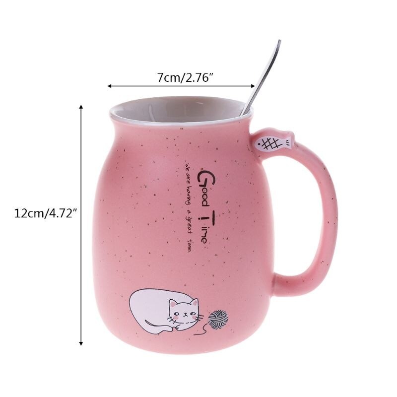 420ml Cat Ceramic Mug Heat-resistant Cup With Spoon Lid Drinkware Children Cartoon with Lid Milk Cup