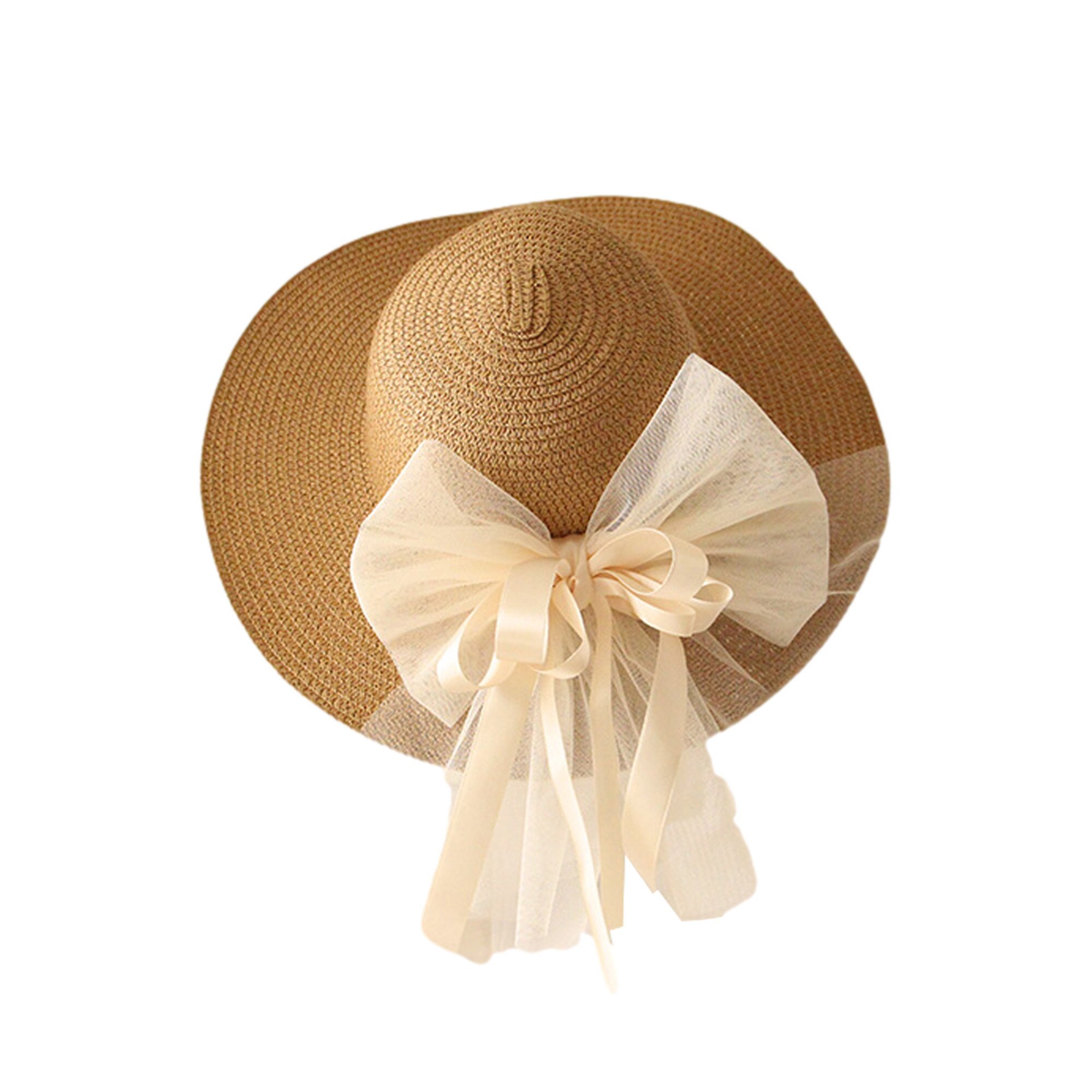 Chapeaux de soleil d&#39;été pour femmes, chapeau de paille pour filles, chapeau de plage avec nœud ruban