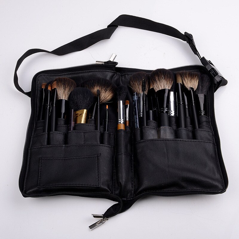 Draagbare Professionele Make-Up Artist Bag Pu Lederen Cosmetische Tas Grote Capaciteit Make-Up Borstel Tas Met Rits Riem 20 #47