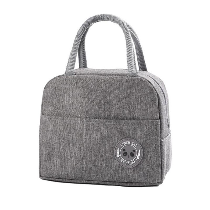 Bolsa de almuerzo de tela Oxford con aislamiento portátil de , bolsas de almuerzo térmicas para Picnic, para mujer, niños, hombres, bolsa de almuerzo con estampado: Gray D