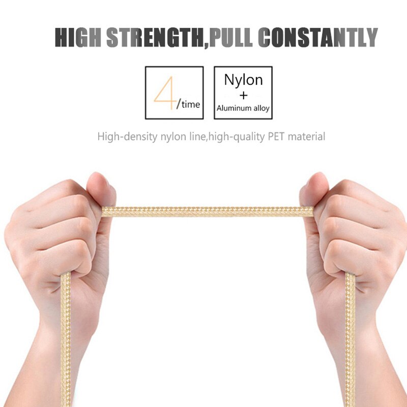 Micro USB Cable 1m 2m Metal Nylon Braided 2A USB Fast Charging Data Sync Wire For Samsung Galaxy Xiaomi Huawei Android Phone