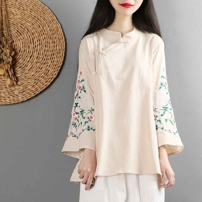 ropa de mujer Tops bordados Tang traje chino camisas de estilo tradicional Qipao Cheongsam blusa para mujer 10237