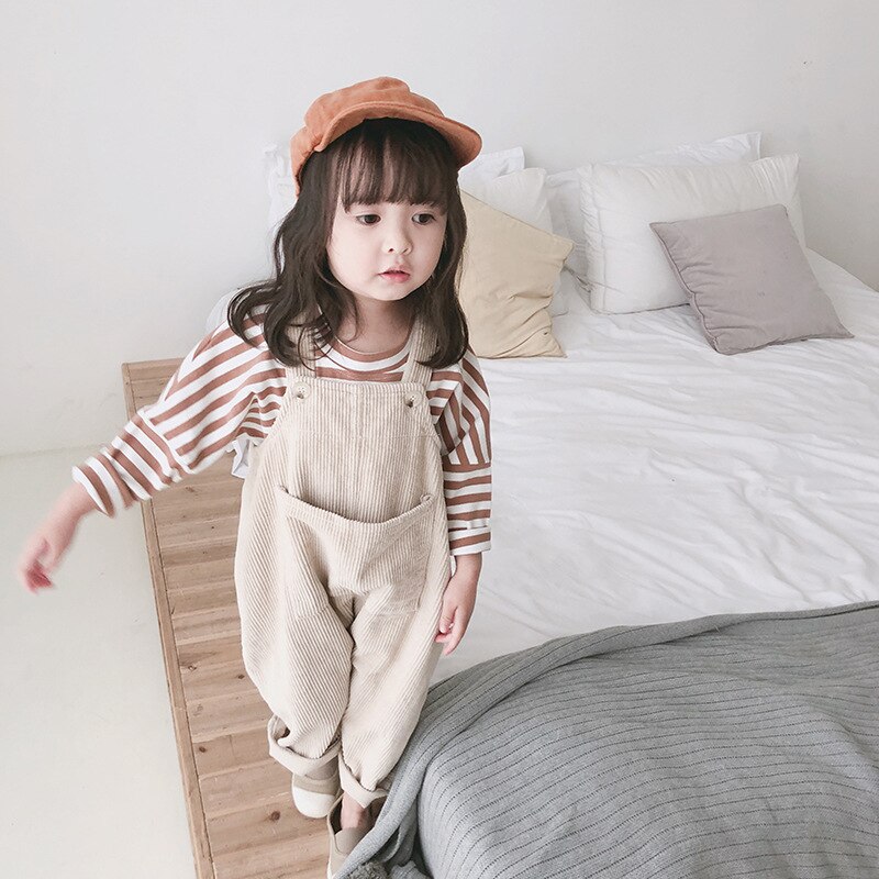 Lente kinderoveralls kinderen meisjes corduroy jumpsuit voor jongens meisjes katoenen babypakje 1 2 3 4 5 6 jaar grote zak overalls: 4t
