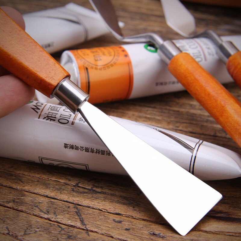 3 unids/set paleta cuchillo mezclar aceite de pintura de acero inoxidable rascador espátula arte suministros para artista herramienta de pintura conjunto