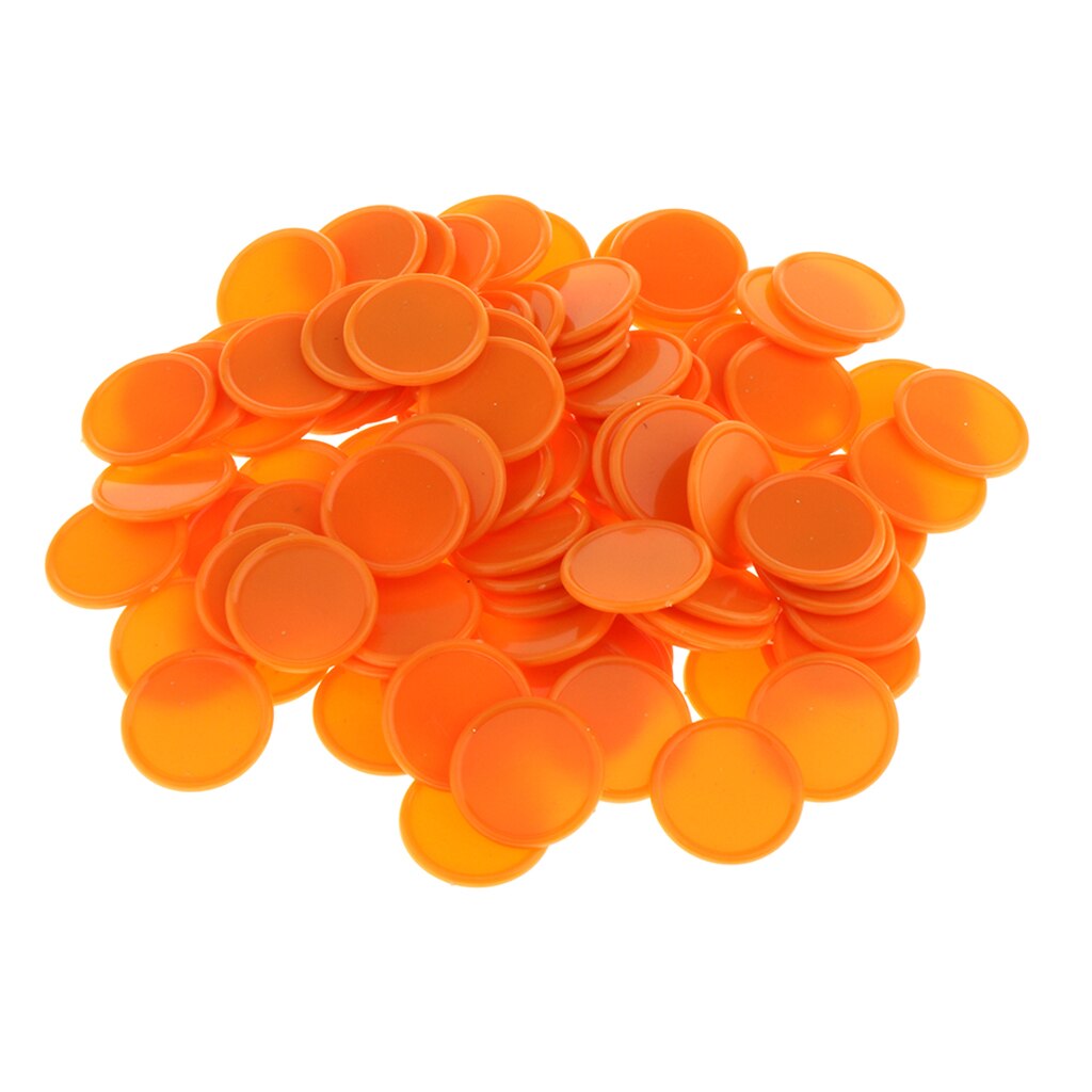 Set of 100 1 Inch Plastic Learning Counting Counters Game Tokens Mini Poker Chips: Orange