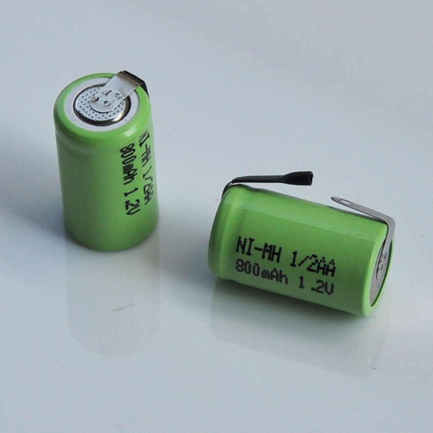 2-10 stks 1.2 v 1/2AA oplaadbare batterij 800 mah 1/2 AA ni-mh nimh cel met lassen tabs voor Elektrische scheermes scheerapparaat solar licht