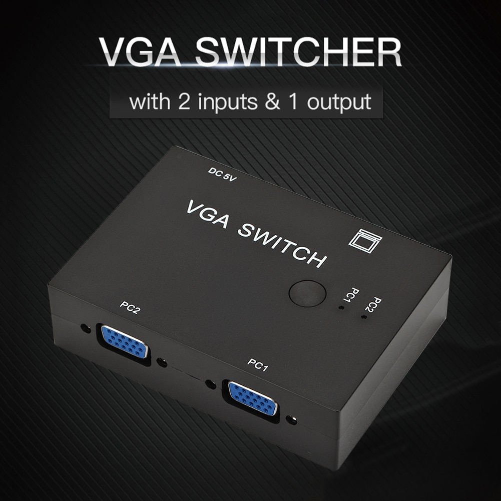 Decodificador de señal con interruptor VGA 2 en 1, proyector de televisión divisor de 2 puertos, interruptores de ordenador para el colegio y la Oficina, adornos para el trabajo
