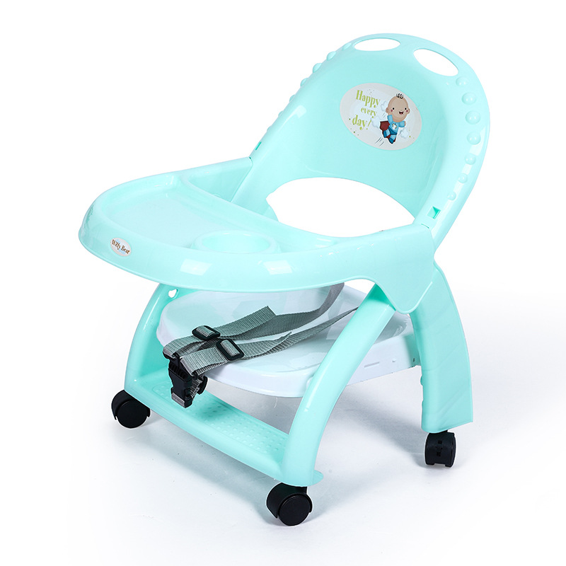 Baby Dining Feeding Chair Multifunctional with Sound Bb Detachable Children Dining Chair Eating Cartoon Sound Chair Infant Stool: green with wheels