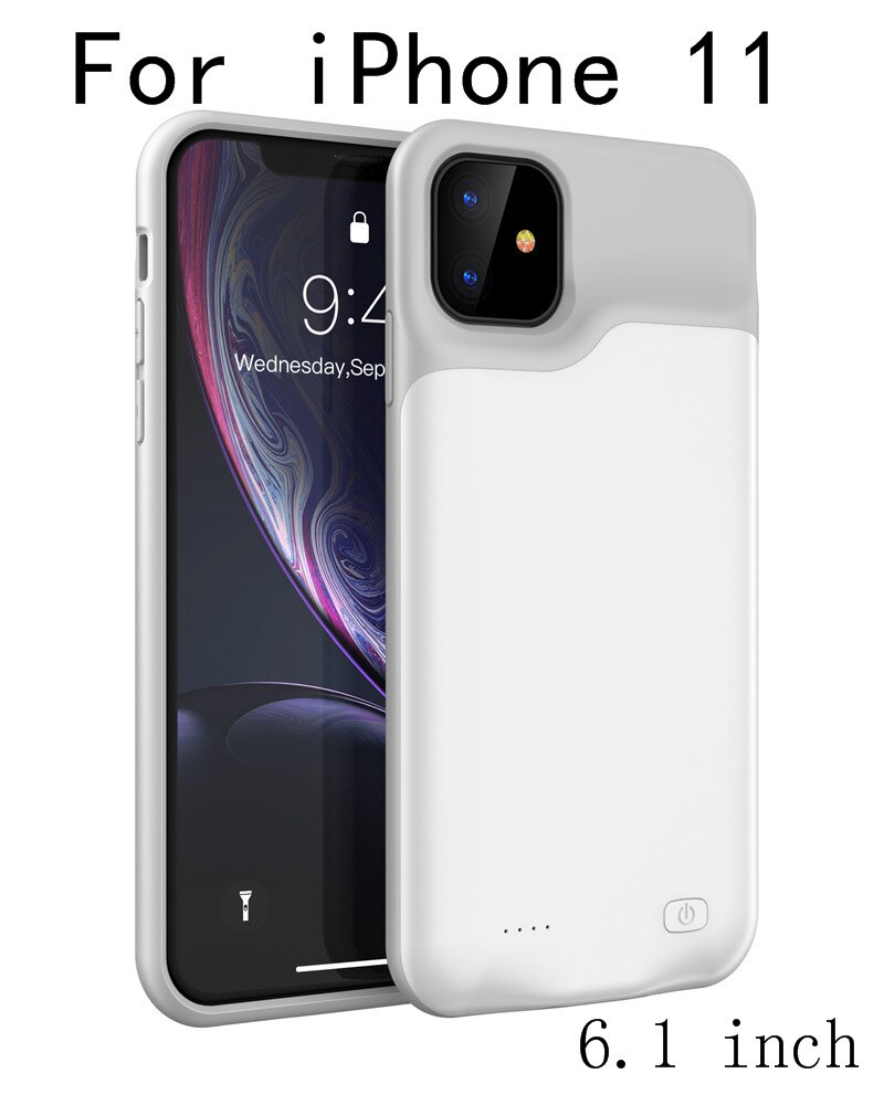 10000mah Power bank case For iPhone 11 Pro case Battery Charger Case For iPhone 11 Pro Max Power Bank Charging Case i11: i11-White