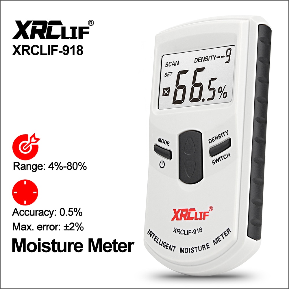 Xrclif Digitale Hout Vochtmeter Pinloze Hout Vochtmeter Inductieve Intelligente Lumber Hygrometer Vochtigheid 4%-80% Vochtige