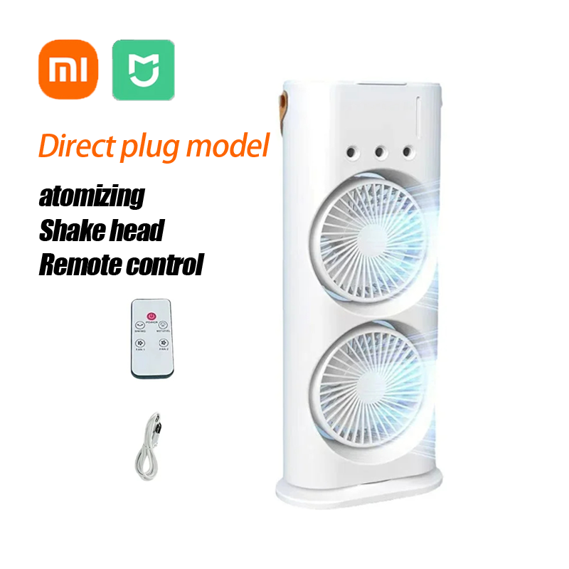 Xiaomi Spray Air Conditioning Fan Double-head Refrigeration Fan Household Portable Cooling Fan Desktop Electric Fan With Light: WHITE