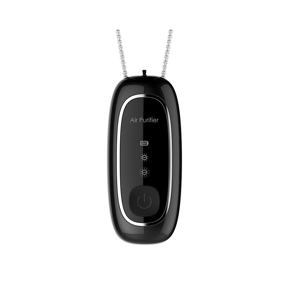 Mini draagbare luchtreiniger ketting draagbare usb-oplaadbare luchtverfrisser ionisator reizen geen straling weinig geluid voor volwassenen kinderen: Zwart