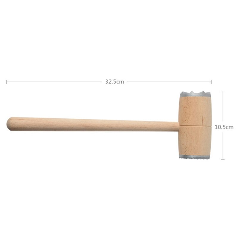 Solid Wood Pine Meat Hammer Kitchen Supplies Aluminum Nail Beef Meat Hammer Double-Sided Beat Meat Hammer