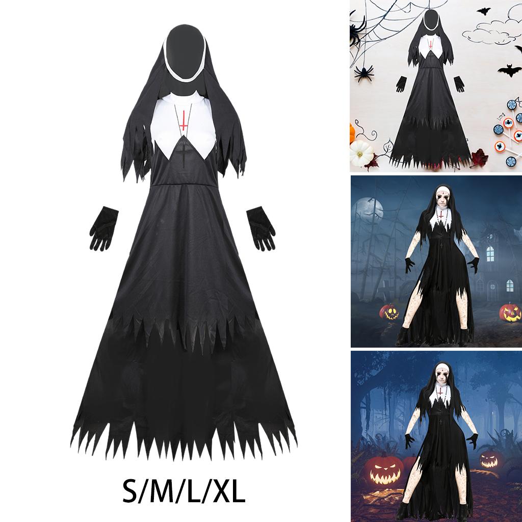 Nieuwe 2024 Plan Dames Halloween Pak Maskerade Kwaad Party Jurk Sets Vrouwen Plus Jurken, Zwart, S