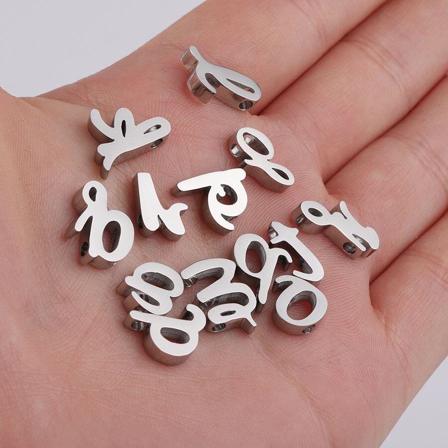 26 pc Goud/Staal Kleur rvs Kleine Spiegel Afwerking Brief A-Z Charm Voor Ketting DIY Vrouwen Handgemaakte Sieraden maken