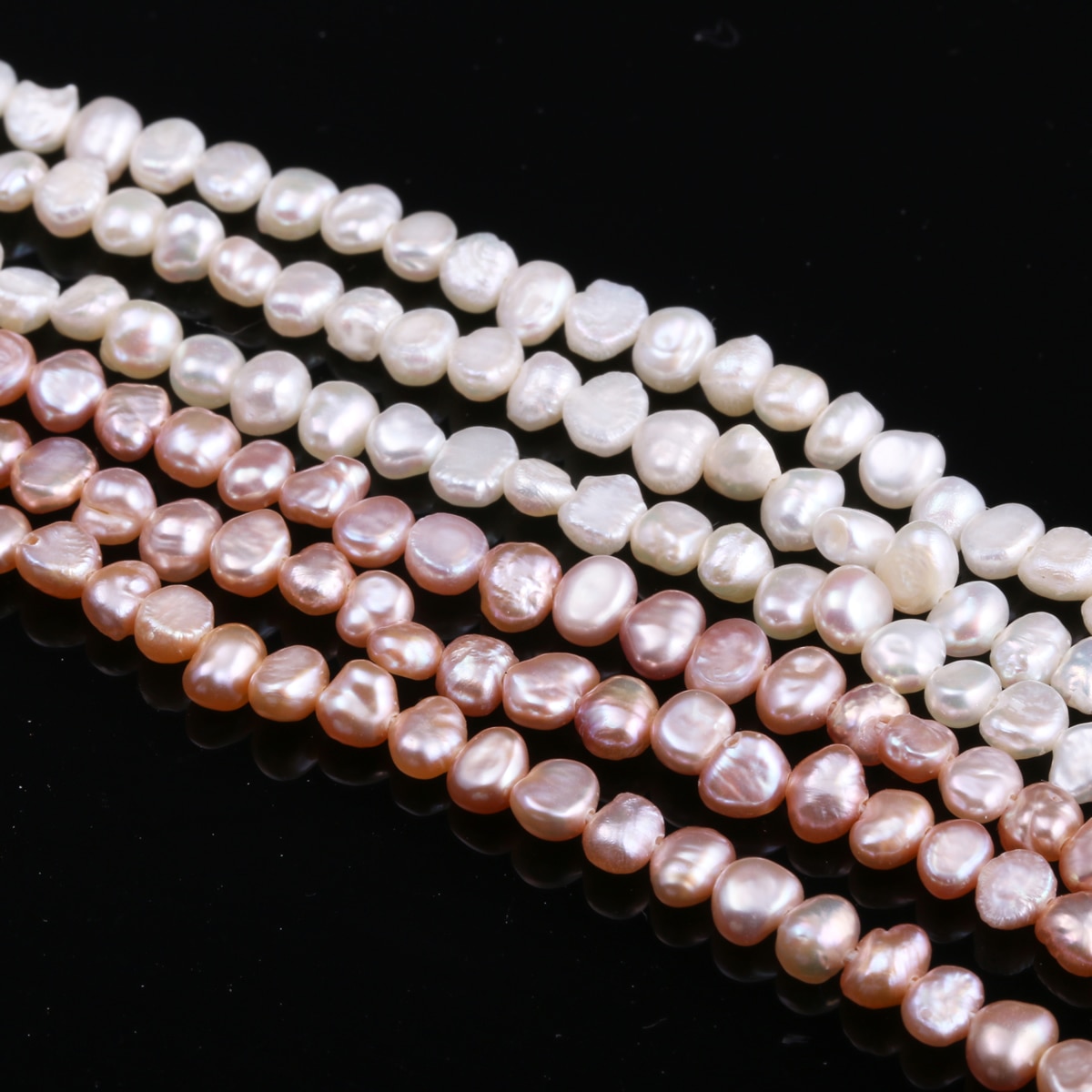 Natural Freshwater Pearl Two-Sided Light White And Pink Pearls Beads Making For Jewelry Bracelet Necklace Accessories Size 3-4mm