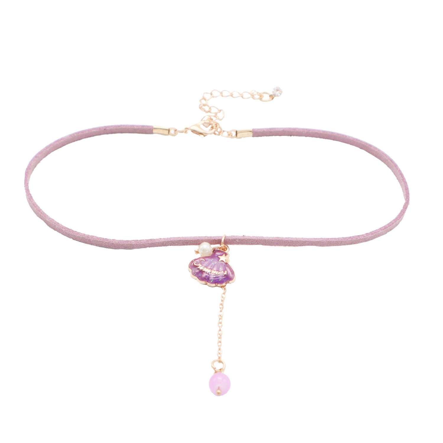 Novo roxo doce uva coração concha laço borboleta pingente gargantilha colar de corrente curta para feminino meninas festa: 6