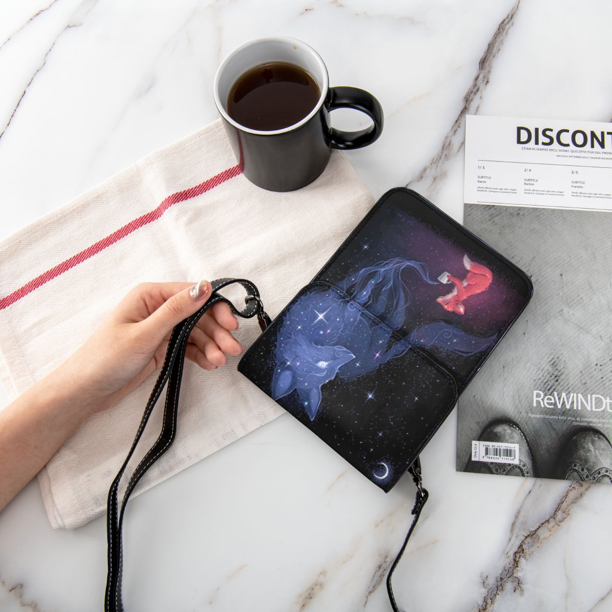 himmlisch Fuchs Schulter Tasche Mond Sterne Nacht Ich bin Freien Leder praktisch Tasche Frau Groß Lustige Taschen