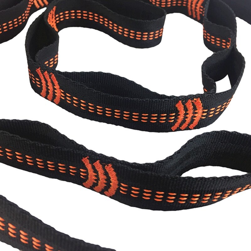Nylon Webbing Climbing Rope TR-16280 Outdoor Tree Hanging Hammock Strap High Load-Bearing Durable Camping Travel Portable Sling: Orange on black