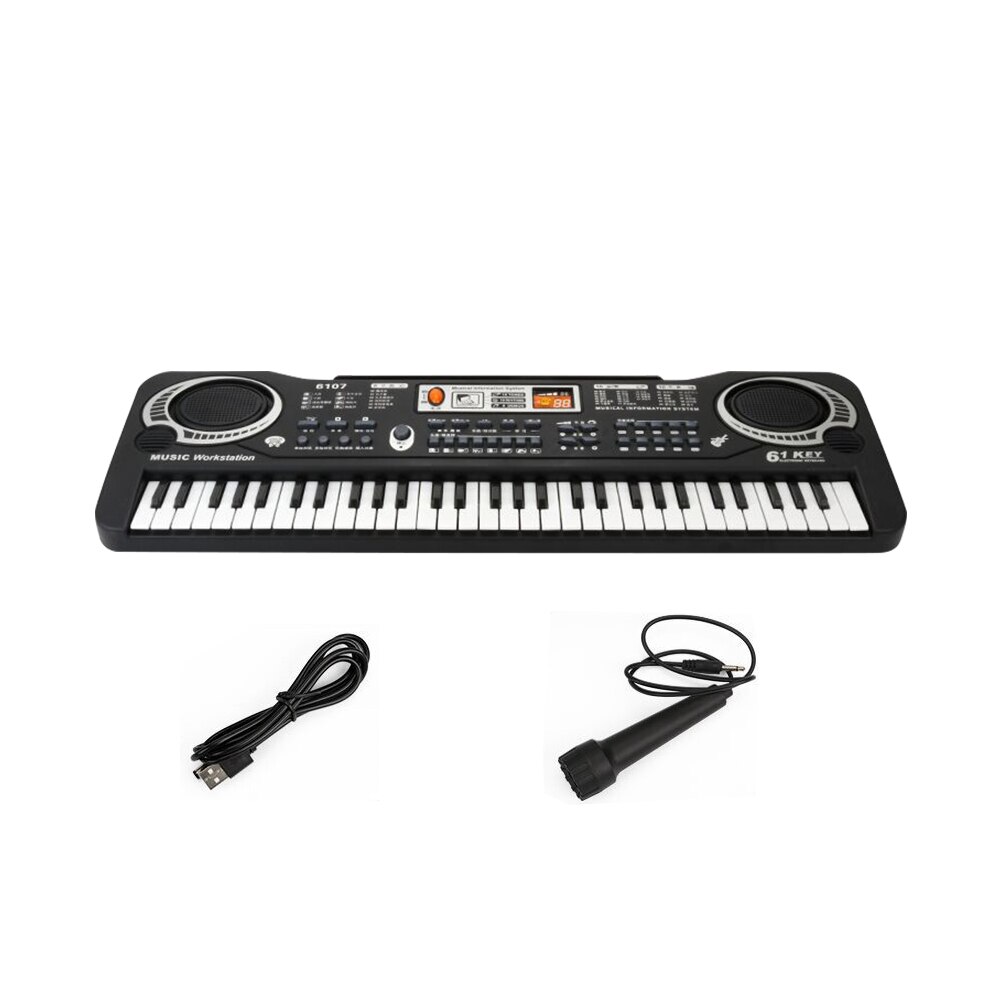 61 tangenter piano digital musik elektroniskt tangentbord tangentbord svart elpiano barn med mikrofon tangentbord instrument!: Typ b svart