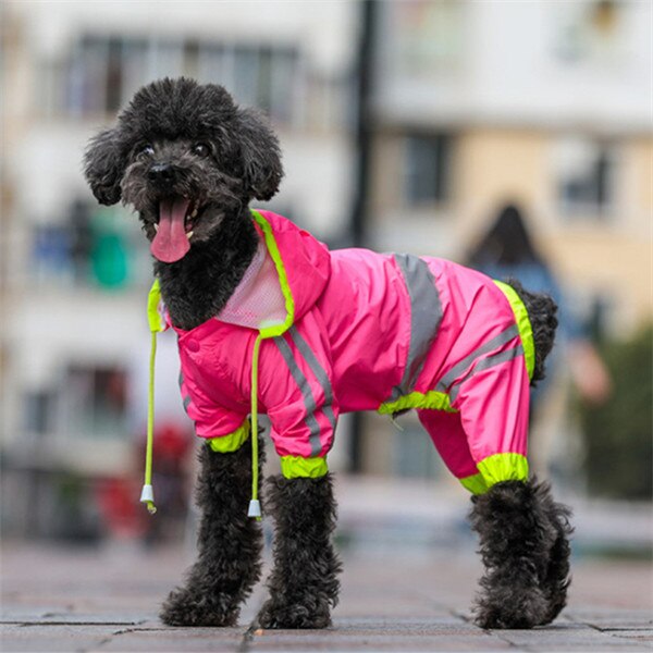 Hund regnfrakke til små mellemstore hunde vandtæt hvalpe regn tøj reflekterende hund regnfrakke åndbart forår kæledyr jumpsuit samlet: Lyserød / S 10