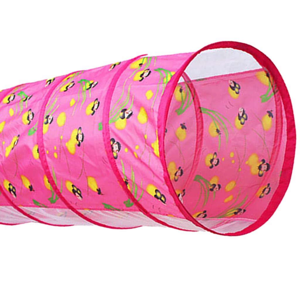 1.5m Glowworm Pop Up Tunnel Toy Play Tent Hut Baby Playhouse Developmental Crawling Adventure Tunnel Games Pink