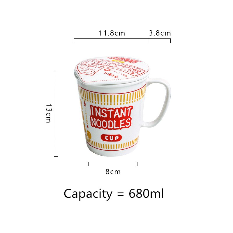 Instant Noodle Kom Keramische Kommen Met Deksel Creatieve Havermout Cups Met Handvat Japanse Ramen Noodle Kom Keuken Accessoires: Red-S
