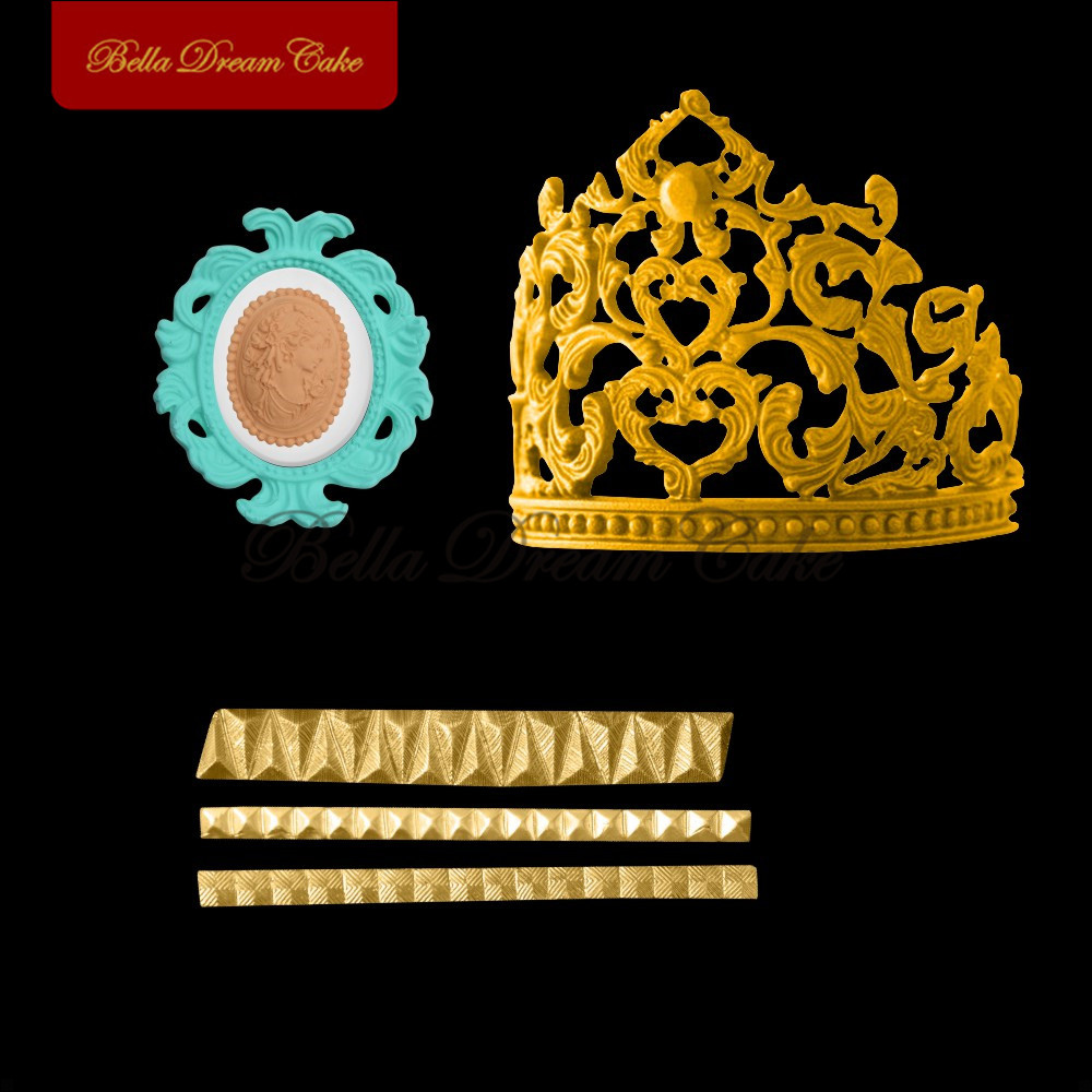 Crown Silicone Mold Cake Grens Mallen Fondant Sugarcraft Mould Voor Bruiloft Decoratie Cake Decorating Gereedschap Keuken Accessoires