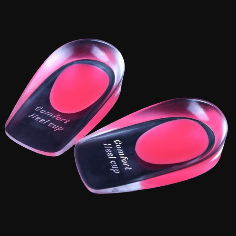 Woman shoes Silicone gel heel pad cushion heel cup calcaneal heel spur achilles shock absorption 2 pieces=1 pair: Pink