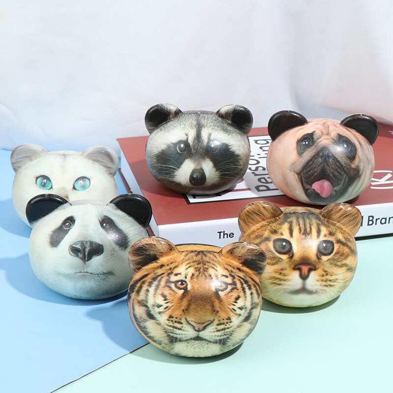 Gesimuleerde kleurenprint panda hoofd langzaam stuiterend dierenhoofd decompressie speelgoed