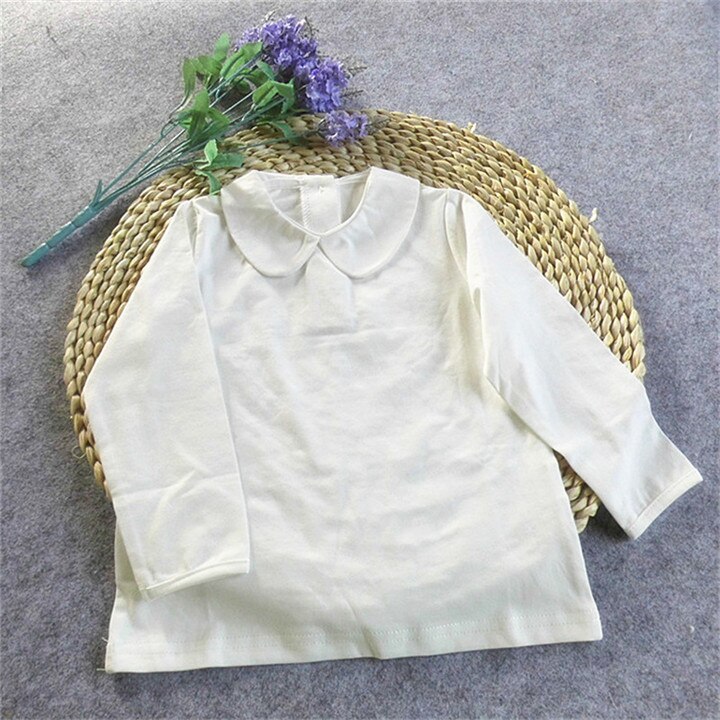 Mode Witte Baby Blouse Lente Zomer Baby Meisjes Kleding Leuke Baby Blouse Peuter Blouse Tops Voor Jongens: Long sleeve blouse A / 9m