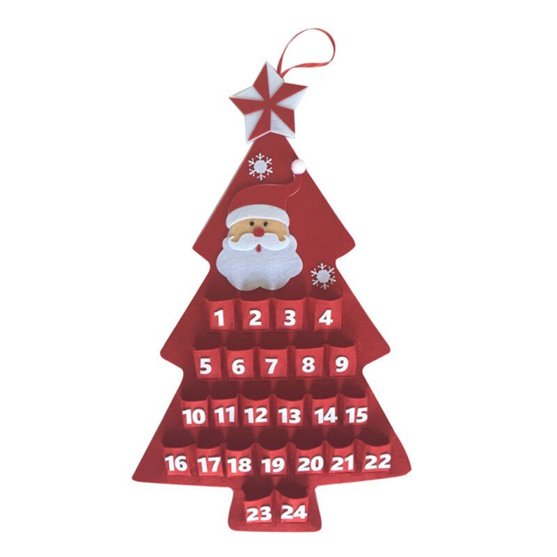 Calendario de Adviento colgante de pared de Navidad Calendario de Adviento en fieltro de Santa con bolsillos Navidad cuenta atrás calendario Navidad decoración del hogar