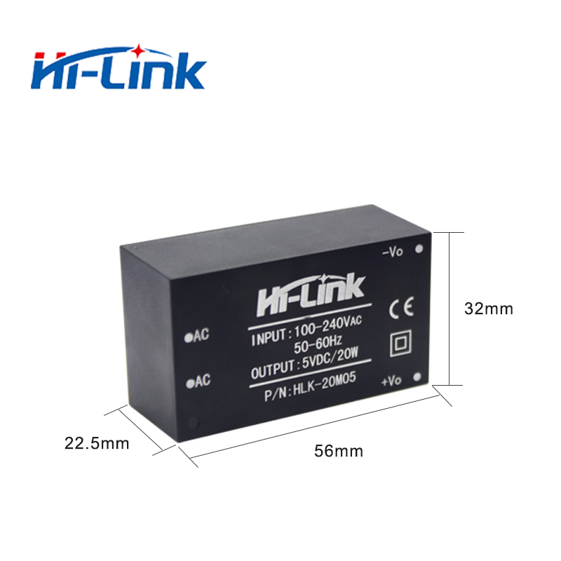 5 pcs/lot Hi-Link HLK-20M05 220v 5V 20W AC DC compact isolated step down power supply module