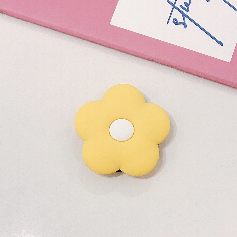 Cute Flower Folding stand Kawaii For Mobile phone Holder for iPhone X 8 7 6 Plus IPAD for Samsung For Huawei Phone Case Grip: Yellow