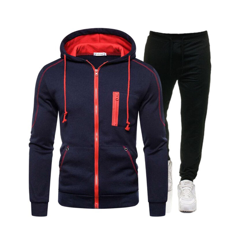 Ensembles survêtement hommes automne hiver sweat à capuche cordon tenue vêtements de sport mâle costume pull deux pièces ensemble décontracté