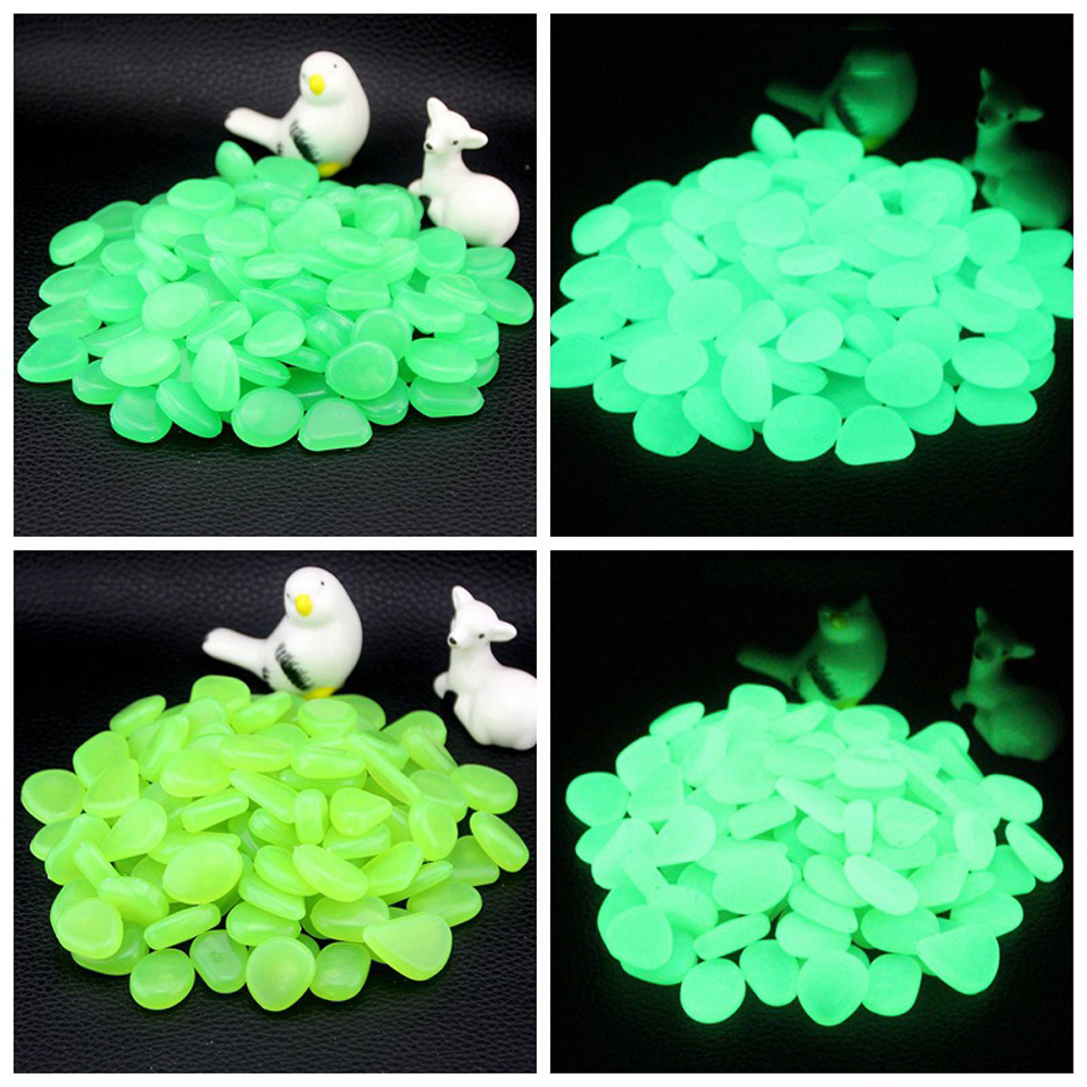 100 pcs Glow In Dark Pebbles Gaeden Luminous Stone Fluorescent Artificial Stone for Aquarium Fish Tank Garden Decoration